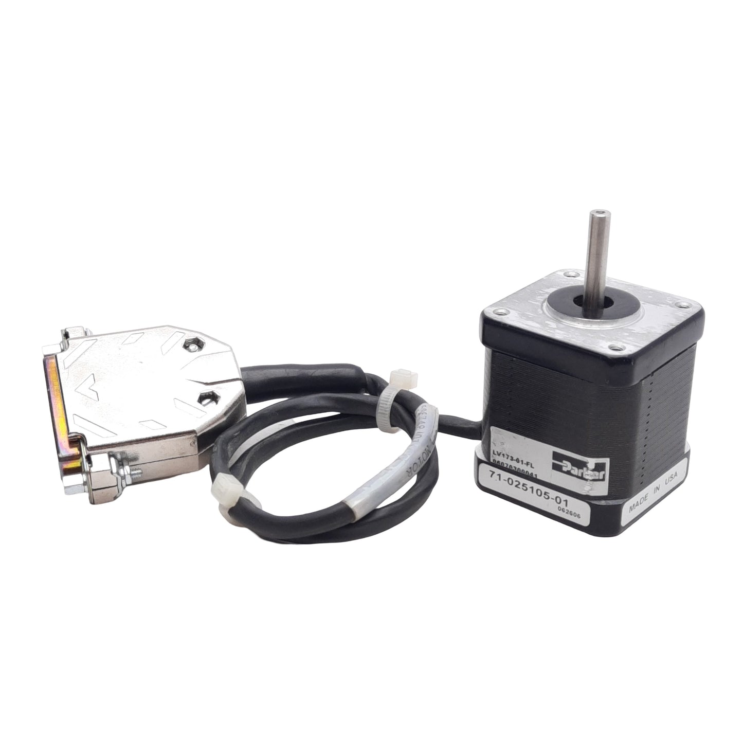 Used Parker LV173-01-FL Stepper Motor, 93oz-in, 0.85/1.77Arms, ø5mm Shaft, NEMA 17