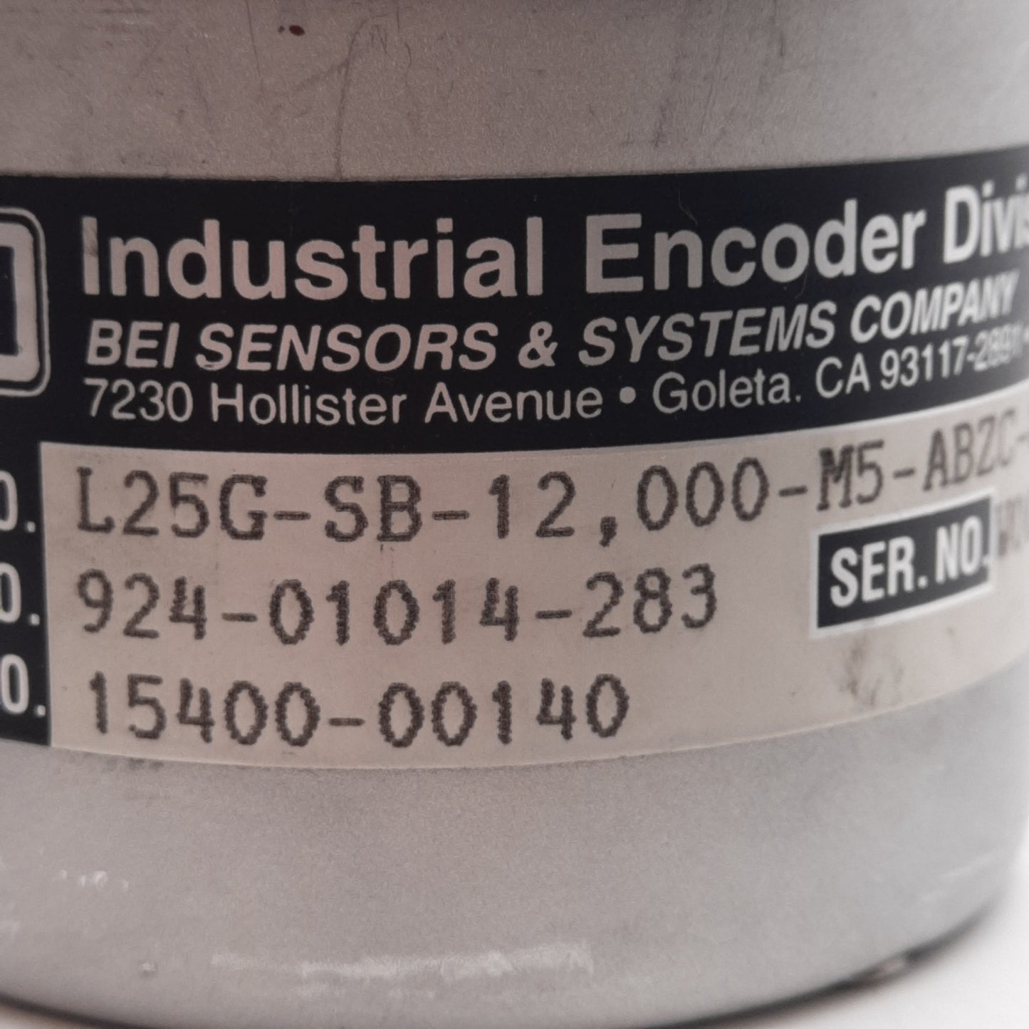 Used BEI L25G-SB-12,000-M5-ABZC-8830-LED-SC18-S Incremental Encoder 12000 Cycles/Turn