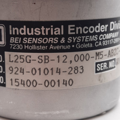 Used BEI L25G-SB-12,000-M5-ABZC-8830-LED-SC18-S Incremental Encoder 12000 Cycles/Turn