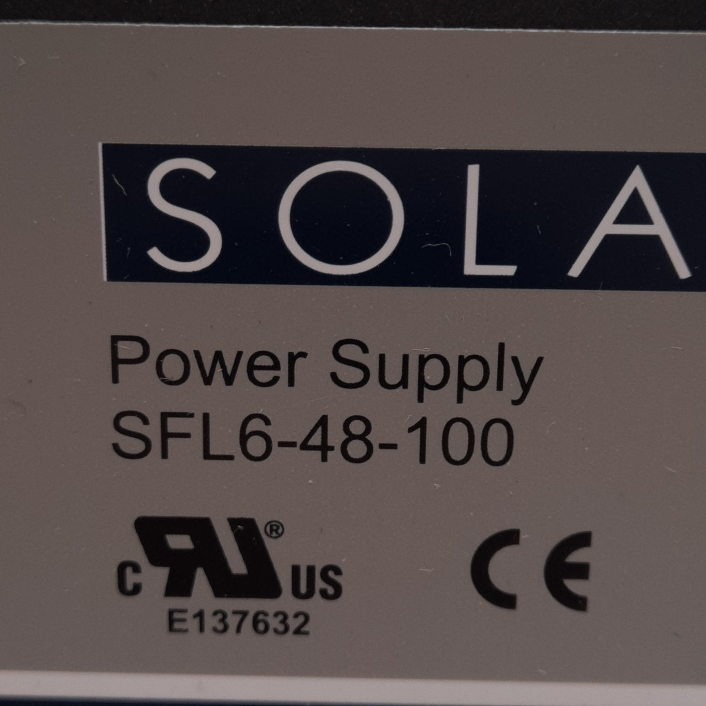 Used Sola SFL6-48-100 Power Supply, 115/230VAC 5.4/3.3A Input, 48VDC 6A Output