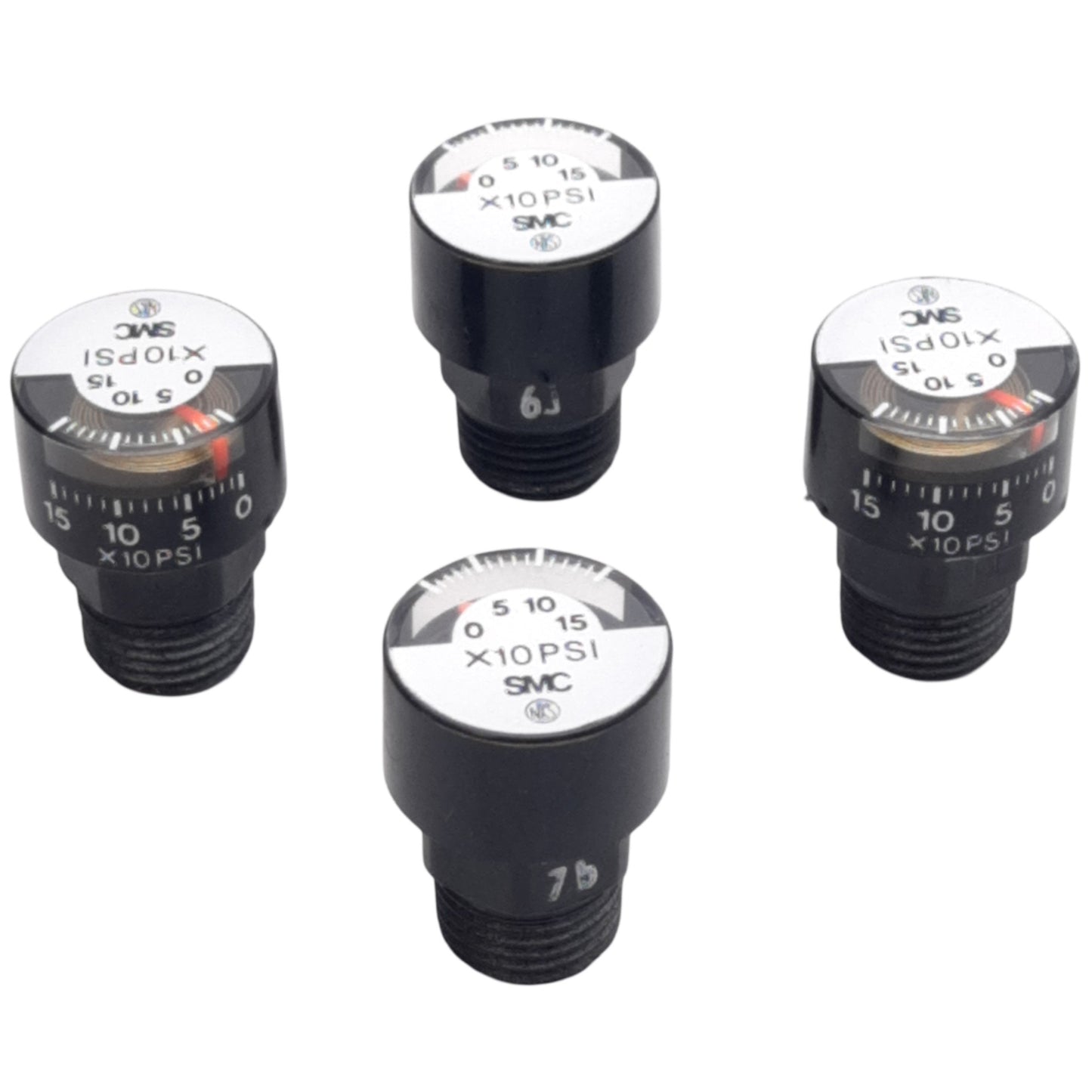 Used Lot of 4 SMC G15-P10-N01 Pressure Gauge, ø15mm, 0-150PSI, 1/8in NPT, 10-32 Port