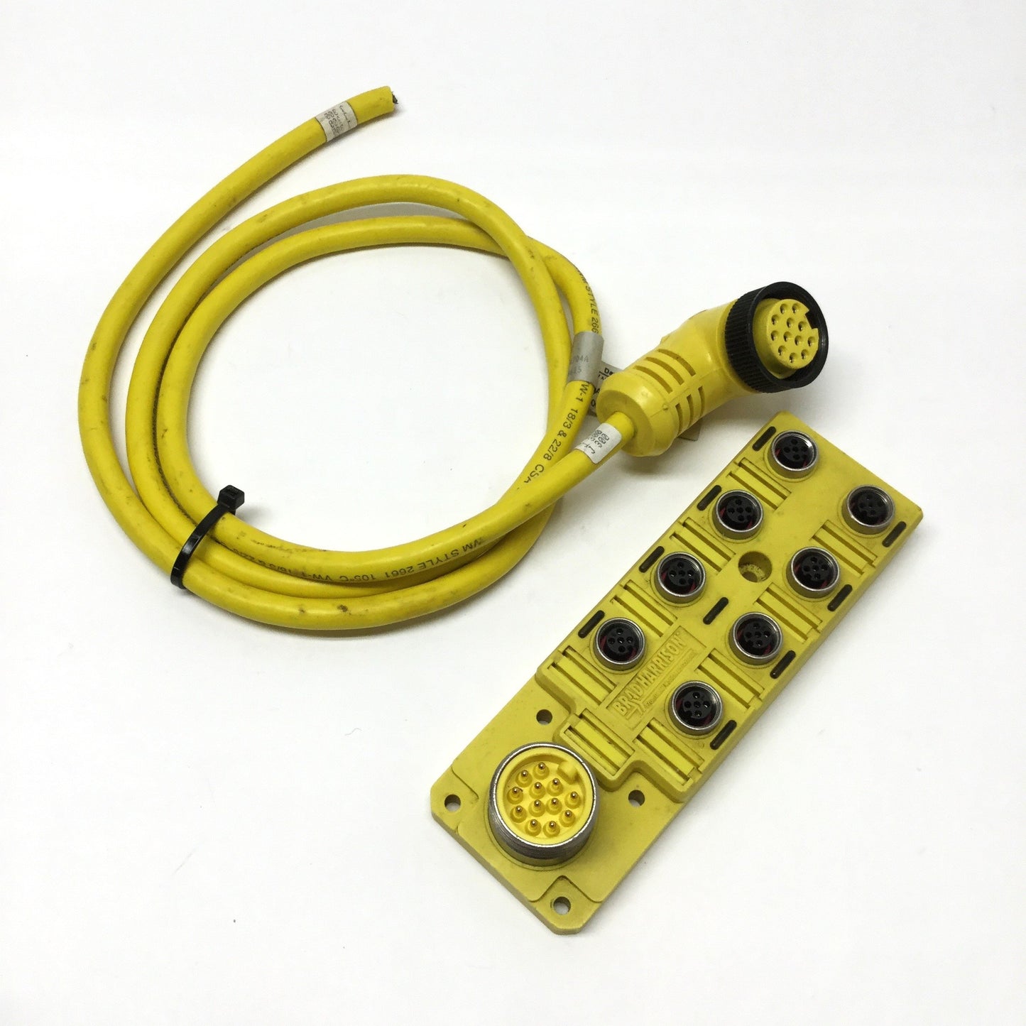 Used Brad Harrison BTY801N-FBB Junction Splitter Box 8-Port, M12 5-Pole, 4-Wire, NPN