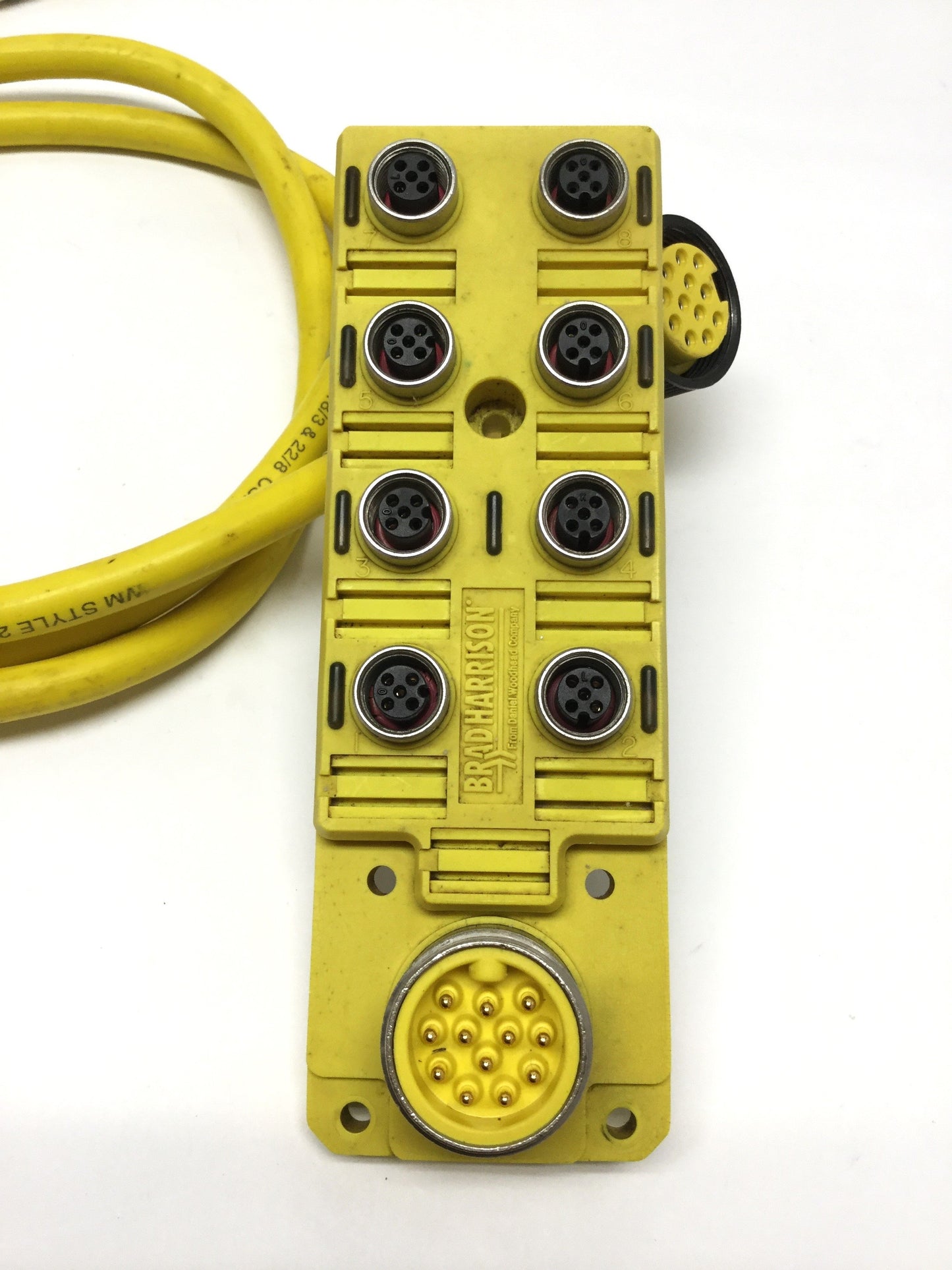 Used Brad Harrison BTY801N-FBB Junction Splitter Box 8-Port, M12 5-Pole, 4-Wire, NPN