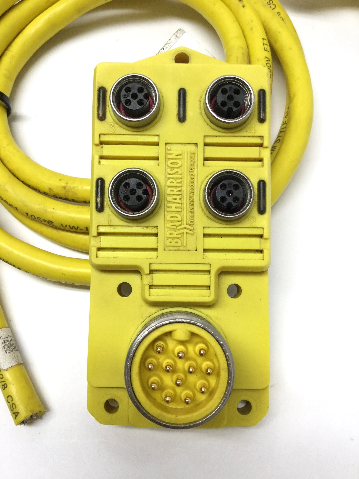 Used Brad Harrison BTY401N-FBB Junction Splitter Box 4-Port, M12 5-Pole, 4-Wire, NPN
