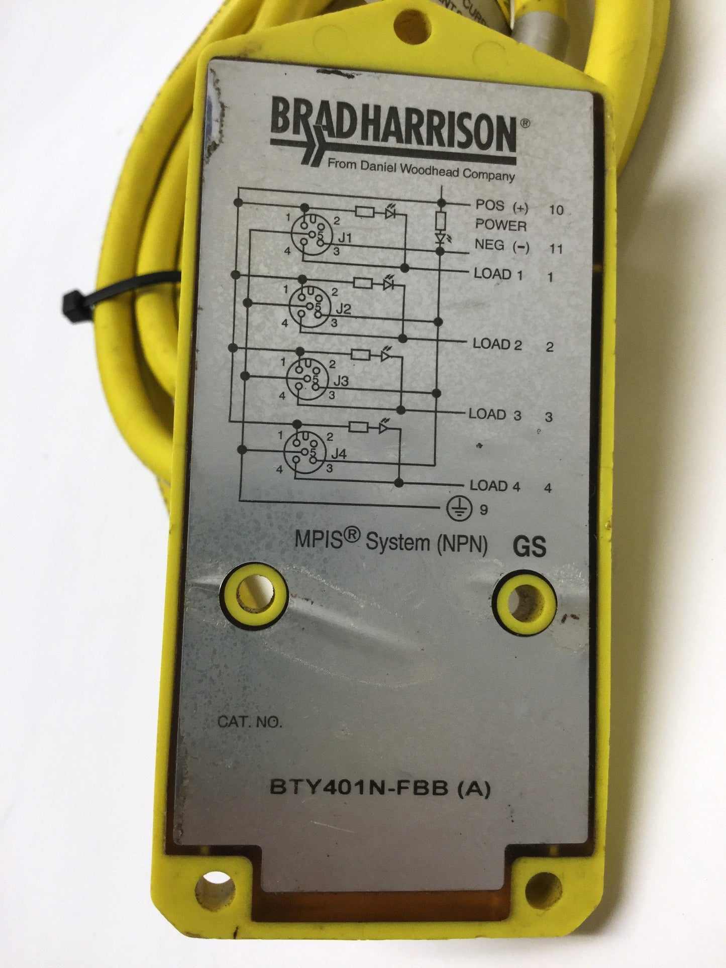 Used Brad Harrison BTY401N-FBB Junction Splitter Box 4-Port, M12 5-Pole, 4-Wire, NPN