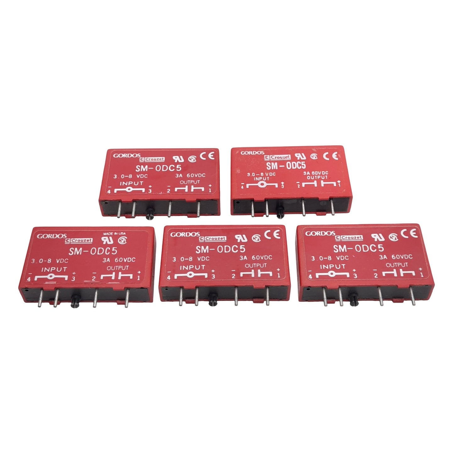 Used Lot of 5 Gordos Crouzet SM-ODC5 Relay Module, 3.0-8VDC Input, 3A 60VDC Output