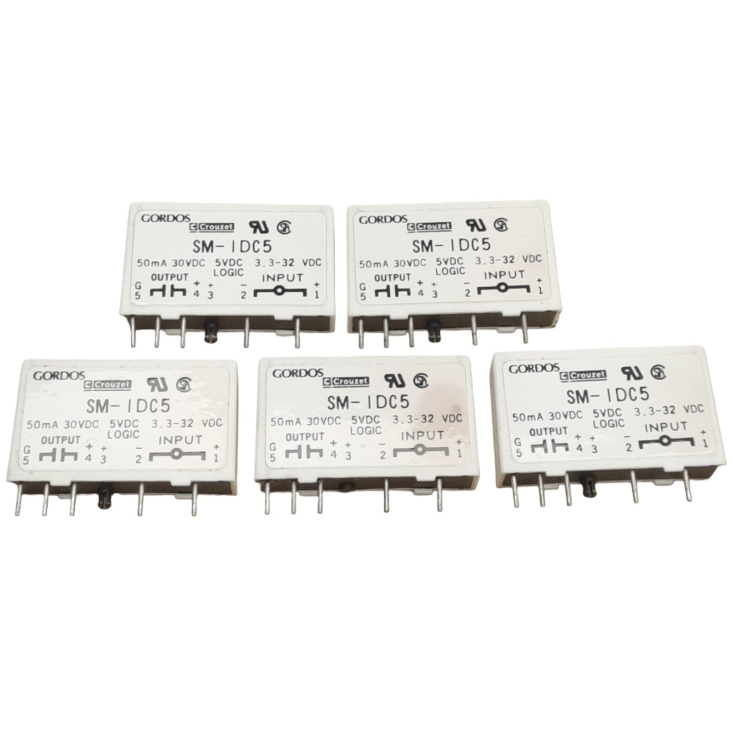 Used Lot of 5 Gordos Crouzet SM-IDC5 Relay Module, 3.3-32VDC Input, 50mA 30VDC Output