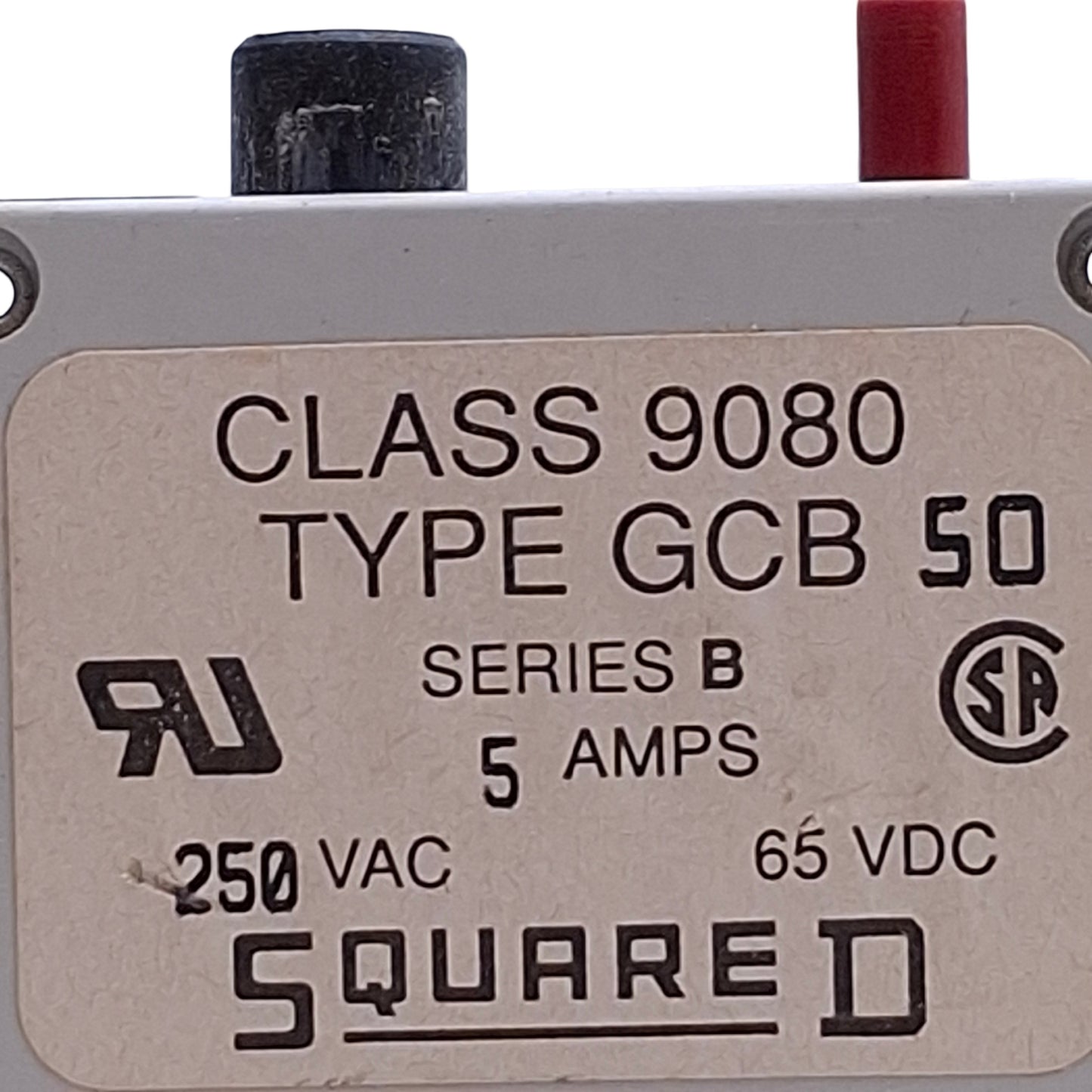 Used Lot of 2 Square D 9080GCB50 Circuit Breaker, 5A 250VAC/65VDC, 1-Pole, DIN Rail