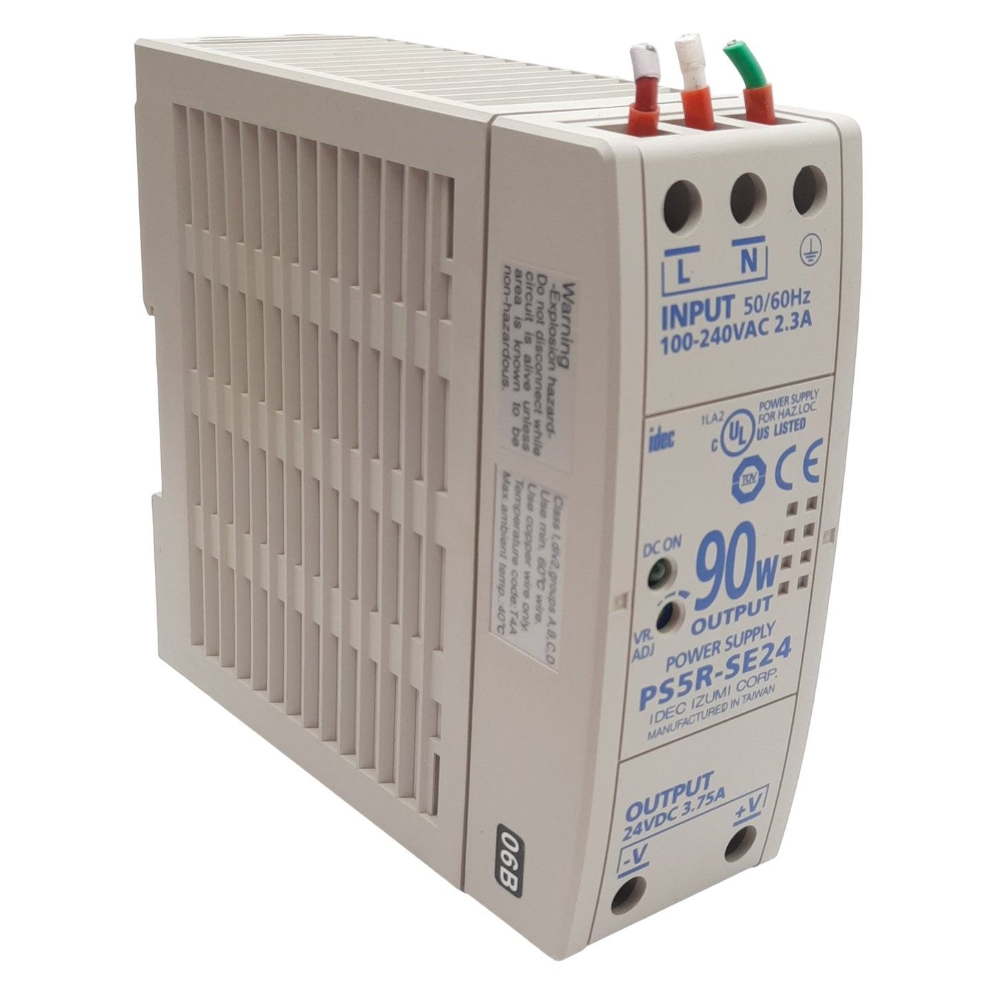 Used Idec PS5R-SE24 DC Power Supply PS5R Slim Line 100-240VAC, 2.3A, 90W 24VDC 3.75A