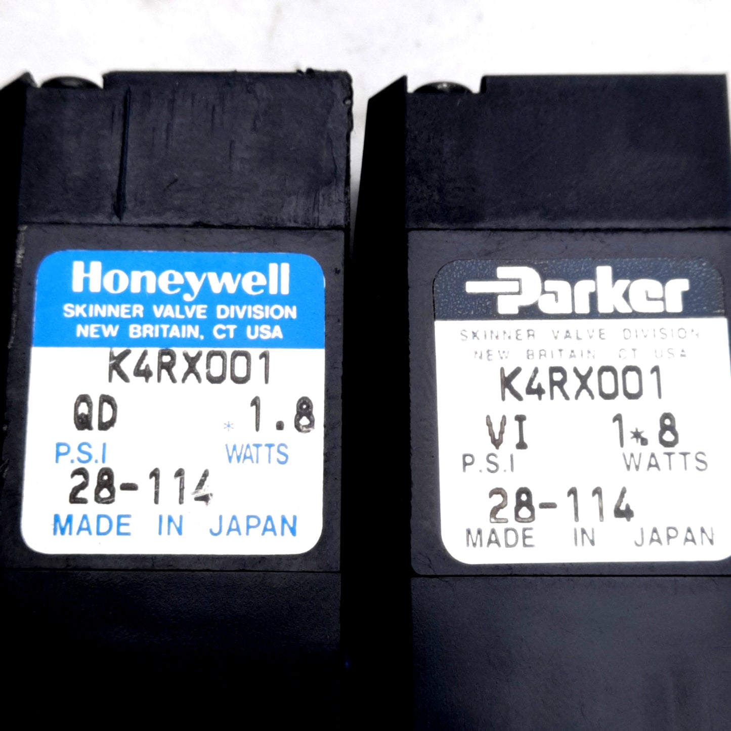 Used Lot of 3 Parker K4RX001 Skinner Valve, 28-114PSI, 1.8W, 12VDC Solenoid Coil