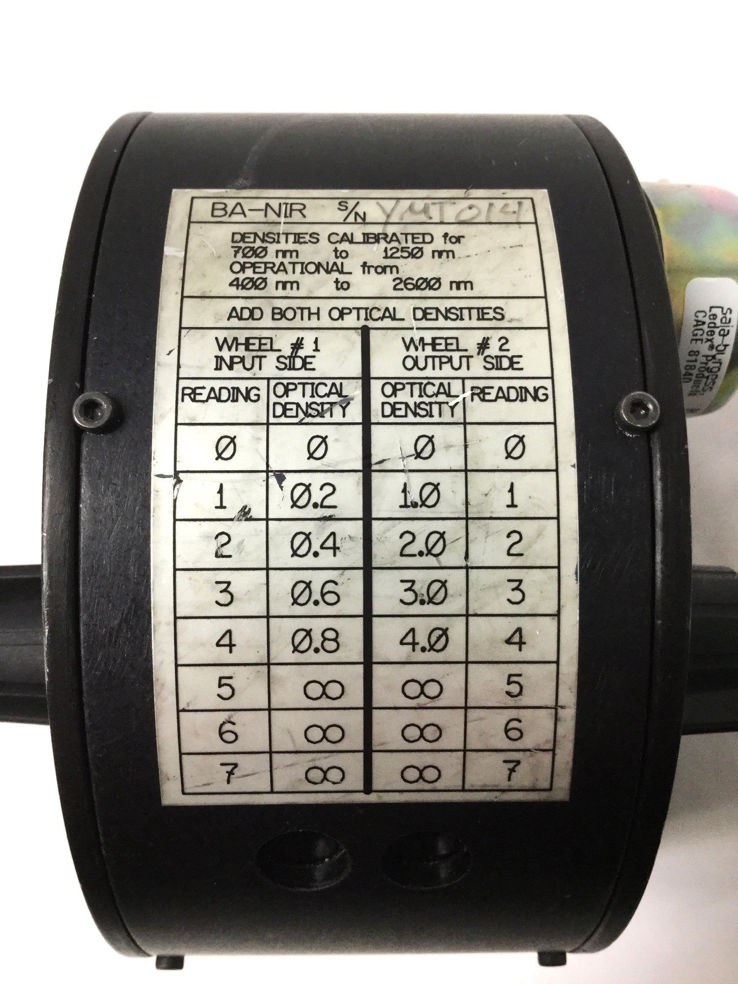 Used Spiricon BA-NIR Laser Beam Attenuator, Near Infrared Light, 700nm to 1250nm
