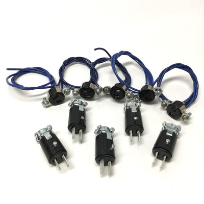 New – Open box Lot of 5 Cinch Jones P-302-CCT/S-302-AB Plug and Sockets, 2-Pin, 250VAC 10A