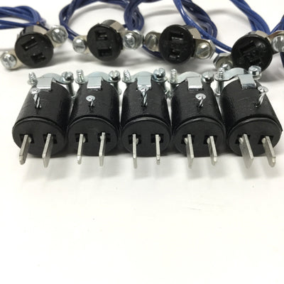New – Open box Lot of 5 Cinch Jones P-302-CCT/S-302-AB Plug and Sockets, 2-Pin, 250VAC 10A