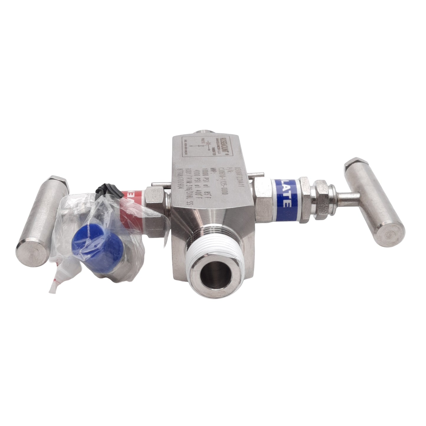 New – Open box Rosemount 0306RT22AA11 In-Line Manifold, 2-Valve, 10000PSI @ 85°F, 1/4-14 ANPT
