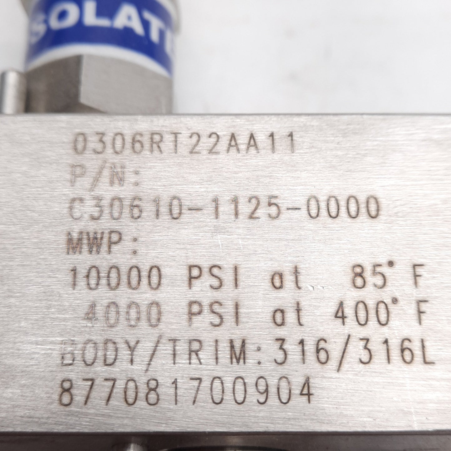 New – Open box Rosemount 0306RT22AA11 In-Line Manifold, 2-Valve, 10000PSI @ 85°F, 1/4-14 ANPT