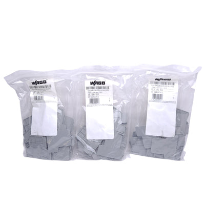 New Lot of 75 Wago 281-311 Terminal Block End & Intermediate Plate, 2.5mm Thick