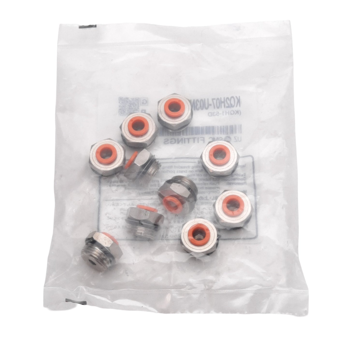 New Lot of 10 SMC KQ2H07-U03N Fitting, -100kPa~1.0MPa, ø1/4in One-Touch, 3/8in UNI