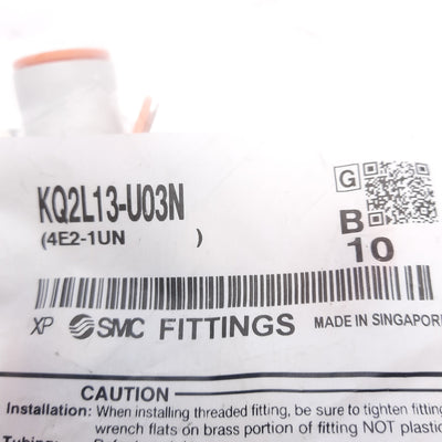 New Lot of 10 SMC KQ2L13-U03N Elbow Fitting -100kPa~1.0MPa, ø1/2in One-Touch, 3/8UNI