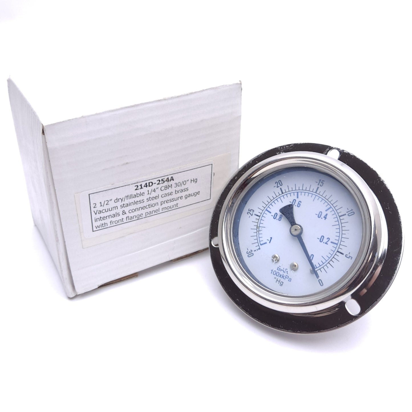 New PIC 214D-254A Pressure Gauge, ø2-1/2in Dial, 1/4in NPT, -30 to 0" Hg Range