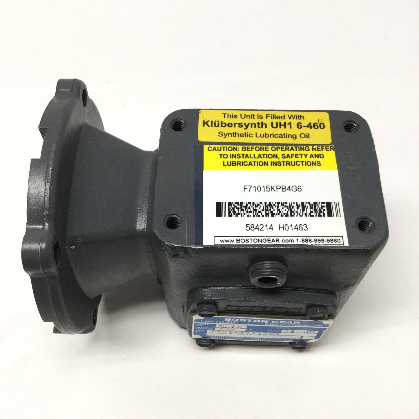 Used Boston F71015KPB4G6 Right-Angle Flanged Quill Gearhead 42CZ Frame, 15:1 Ratio