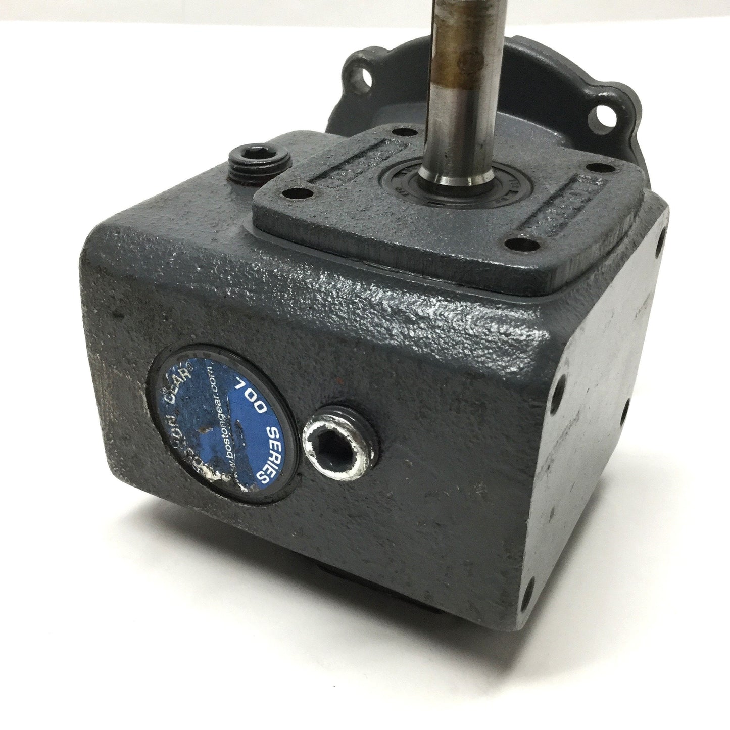 Used Boston F71015KPB4G6 Right-Angle Flanged Quill Gearhead 42CZ Frame, 15:1 Ratio