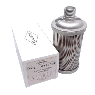 New Alwitco F07 0113007 Filter Silencer, 3/4in NPT, 150psig, Single Chamber, ø3.4in