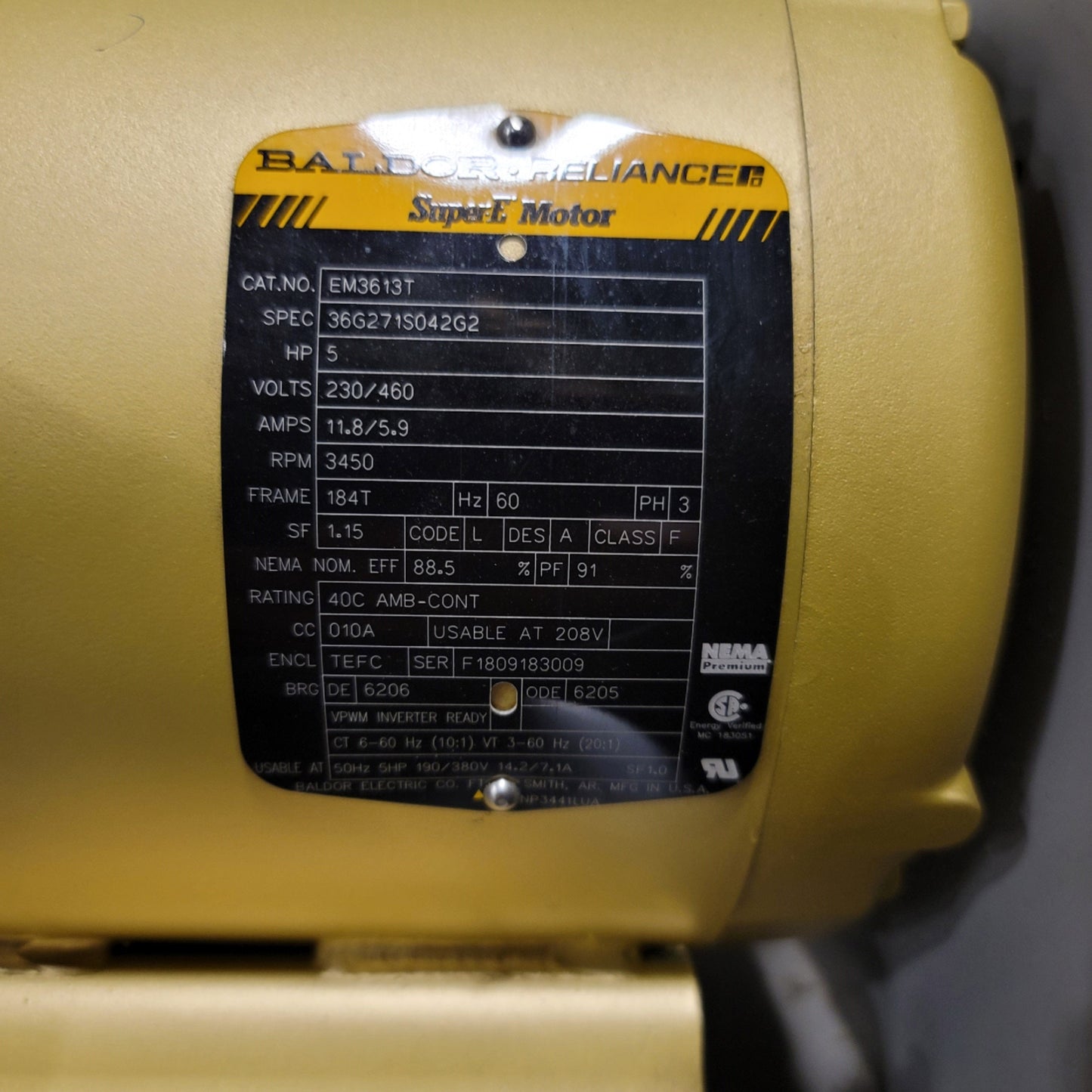 Used Cincinnati Blower SPB1502T35 Die Formed Steel Pressure Blower 5HP, 2941CFM