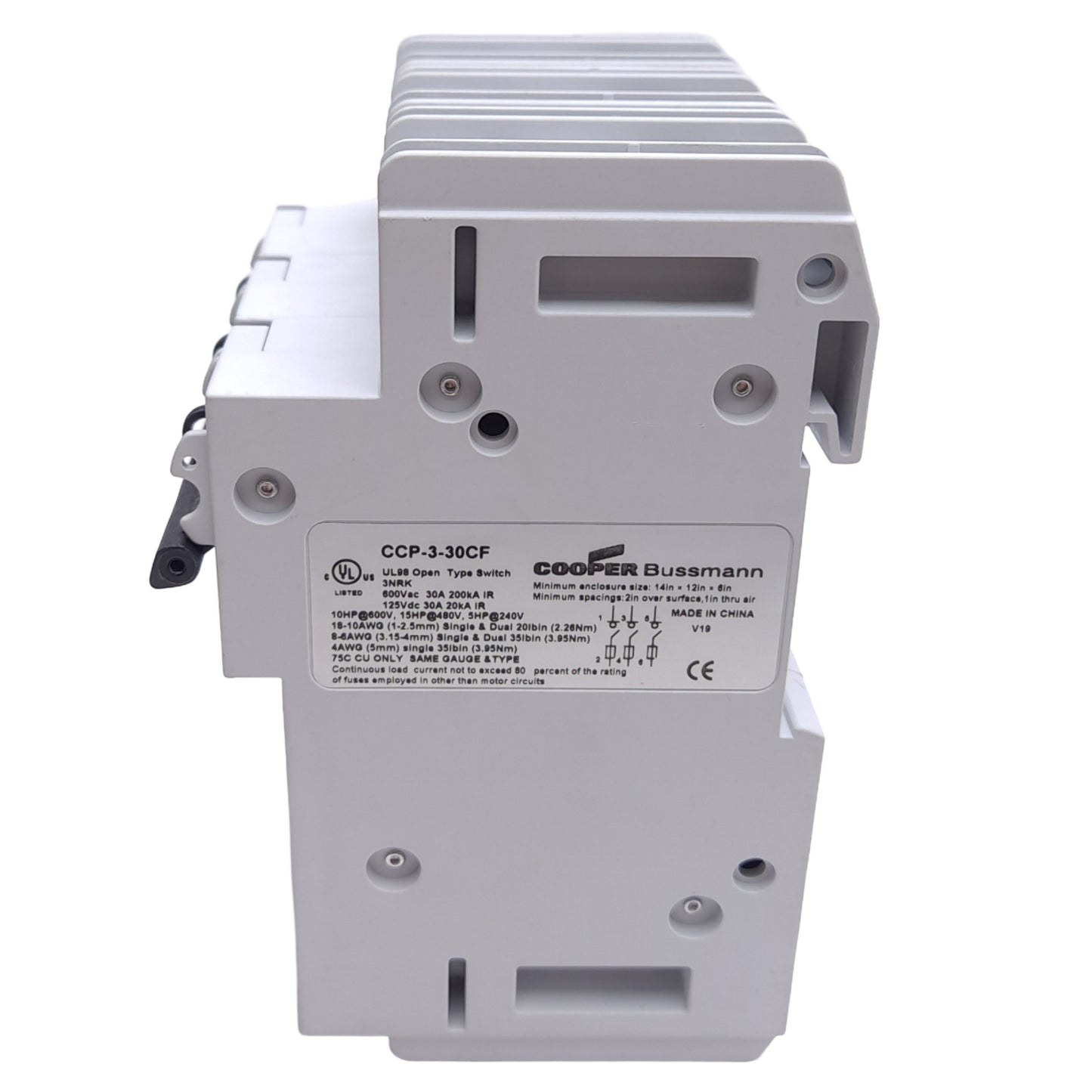 New – Open box Eaton Bussmann CCP-3-30CF Fusible Disconnect Switch, 600VAC/125VDC, 30A, 3-Pole