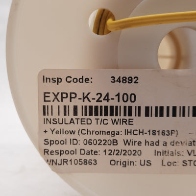 New Omron EXPP-K-24-100 Insulated Thermocouple Wire, K-Type, 221°F Max, 100ft