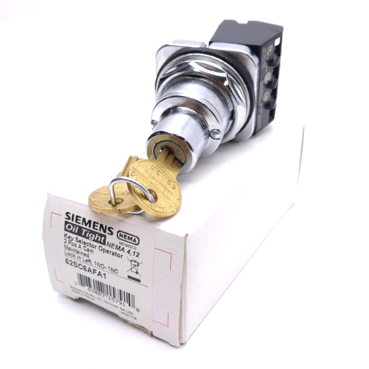 New Siemens 52SC6AFA1 Keyed Selector Switch, 2-Position, Maintained, 1NO 1NC