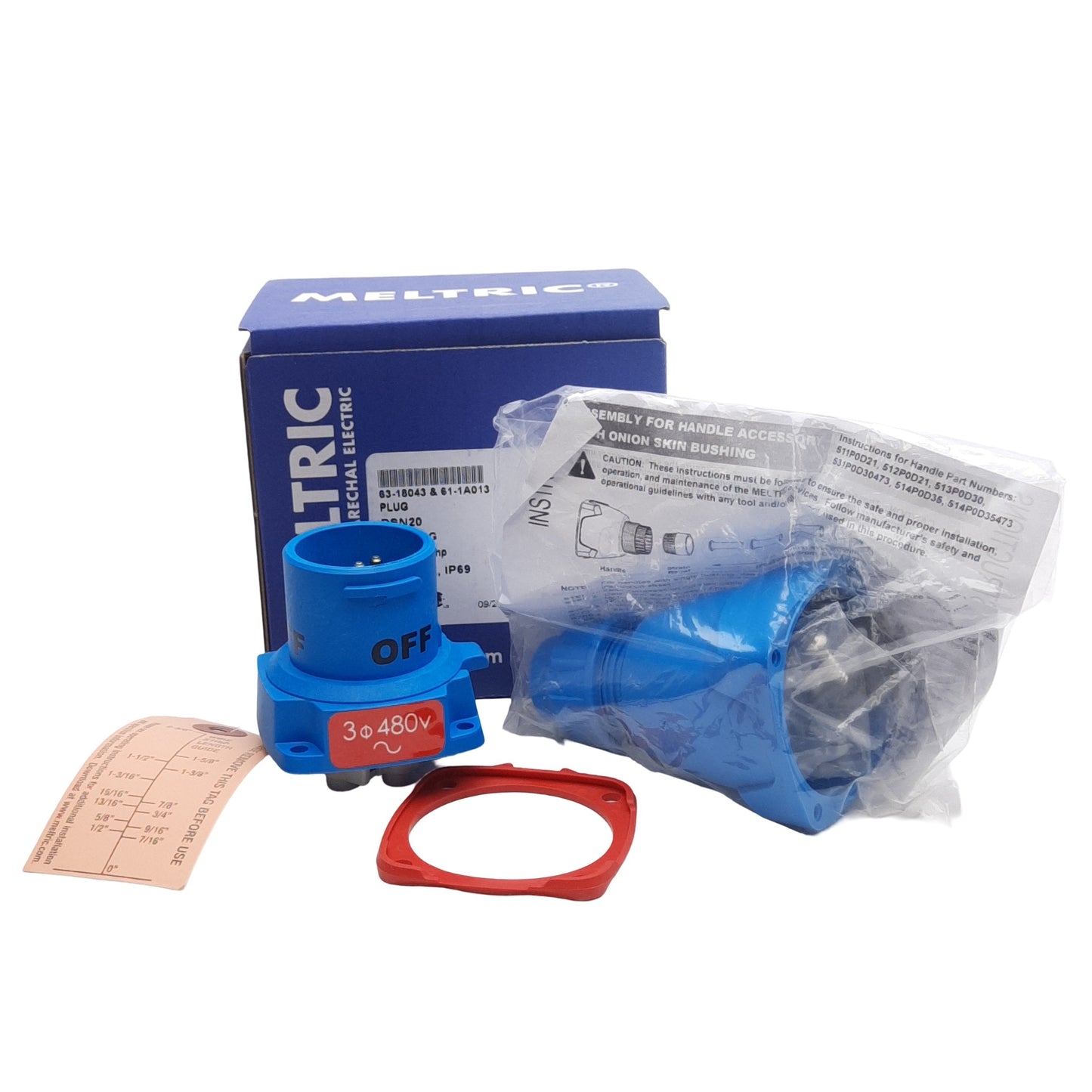 New Meltric 63-18043 & 61-1A013 DSN20 Inlet Connector, 3P+G, 20A 480VAC, NEMA 4X