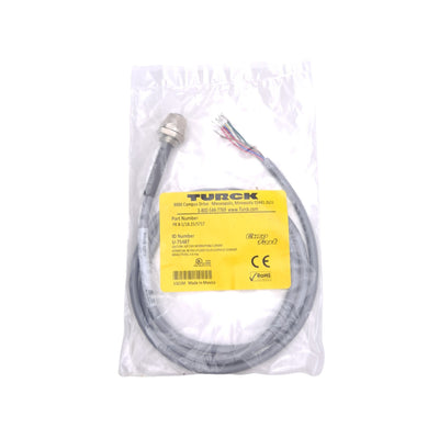 New Turck FK 8-1/18.25/S717 U-75487 Receptacle, M12 8-Pin Female to Flying Leads, 1m