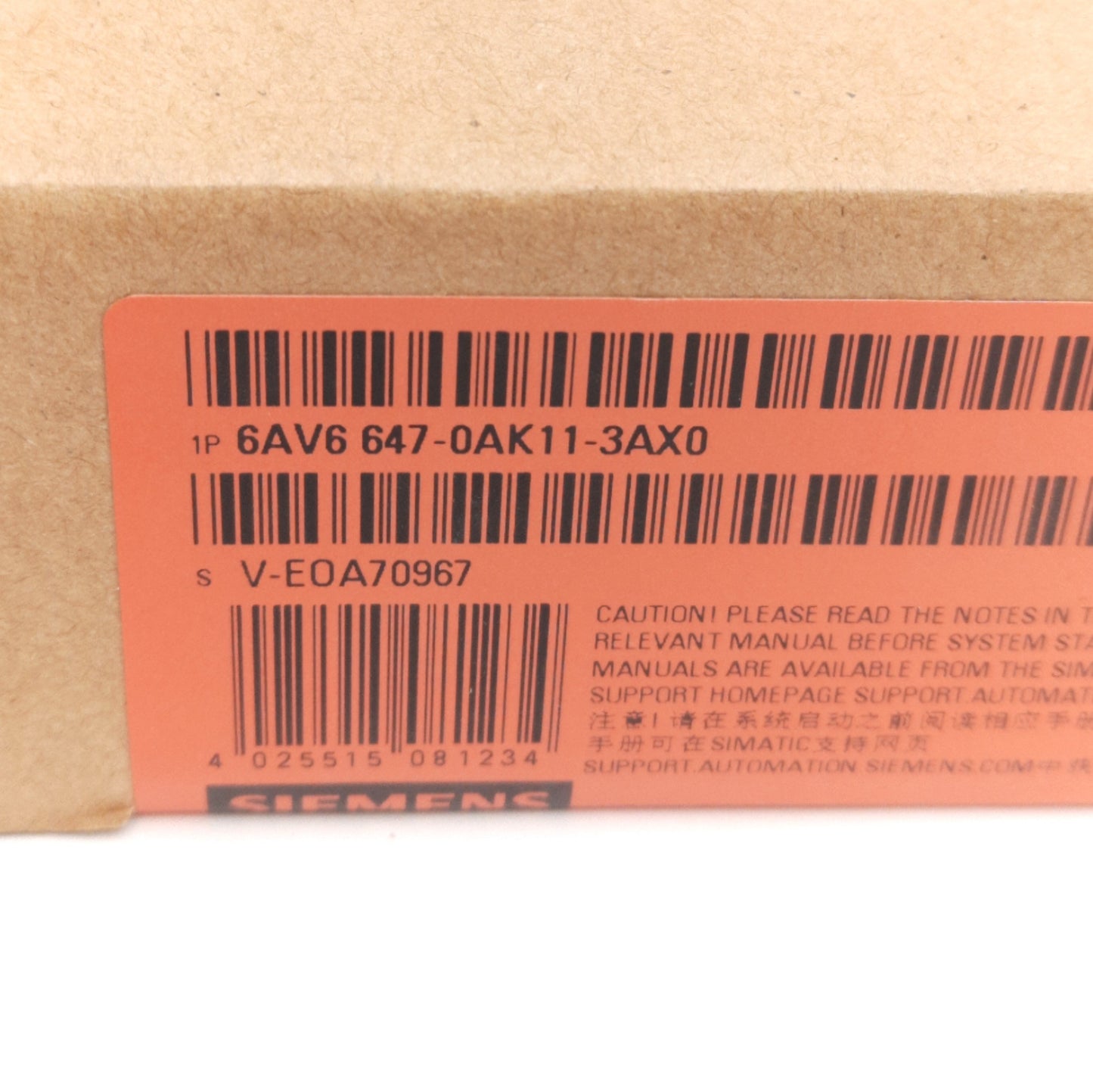 New Siemens 6AV6 647-0AK11-3AX0 Simatic Key/Touch HMI, 4inch TFT, Profinet Interface