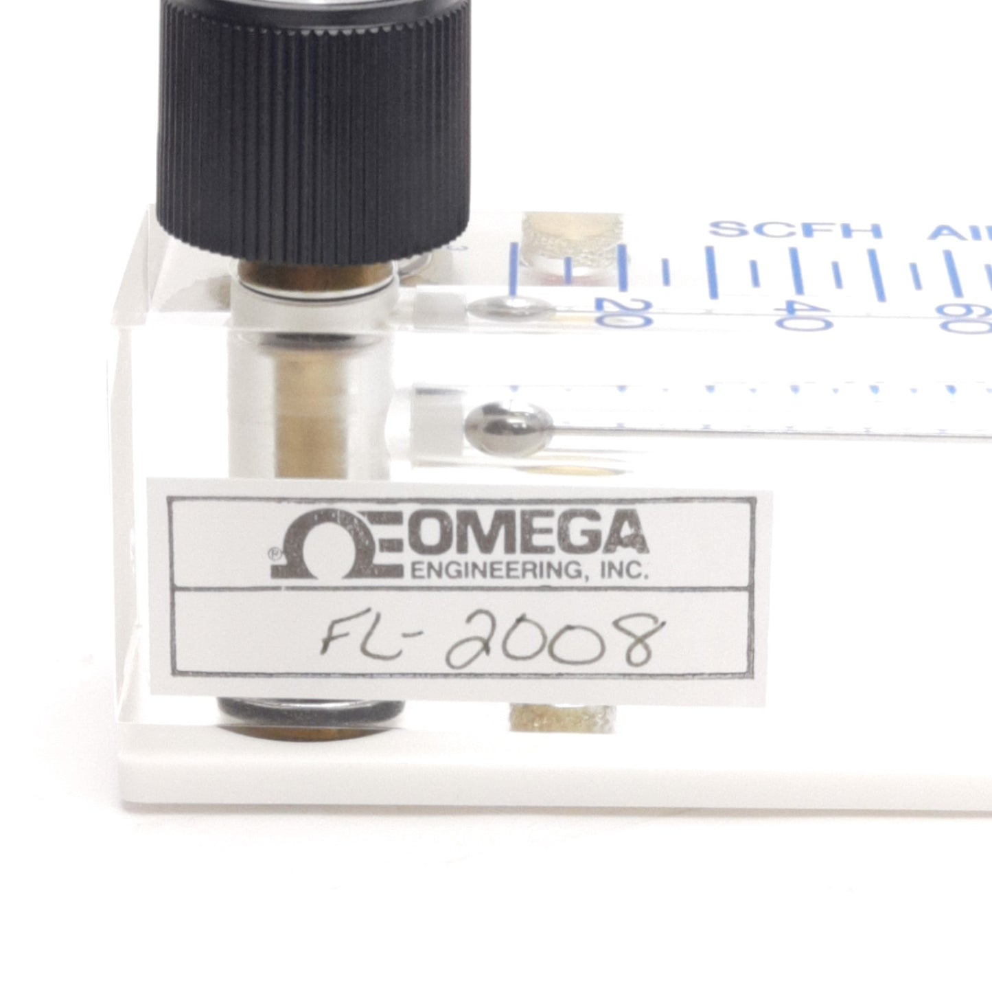 New – Open box Omega Engineering FL-2008 Acrylic Flow Meter 1/8in NPT, 20-100SCFH Air