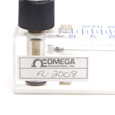 New – Open box Omega Engineering FL-2008 Acrylic Flow Meter 1/8in NPT, 20-100SCFH Air