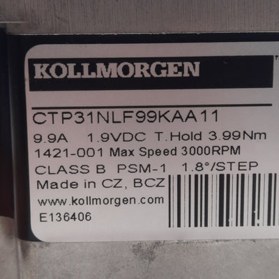 New Kollmorgen CTP31NLF99KAA11 Stepper Motor 1.8°/Step, 9.9A 1.9VDC, 3.99Nm, NEMA 34