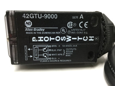 Used Allen Bradley 42GTU-9000 Photoswitch Retroreflective Timing Sensor PNP/NPN 24VDC