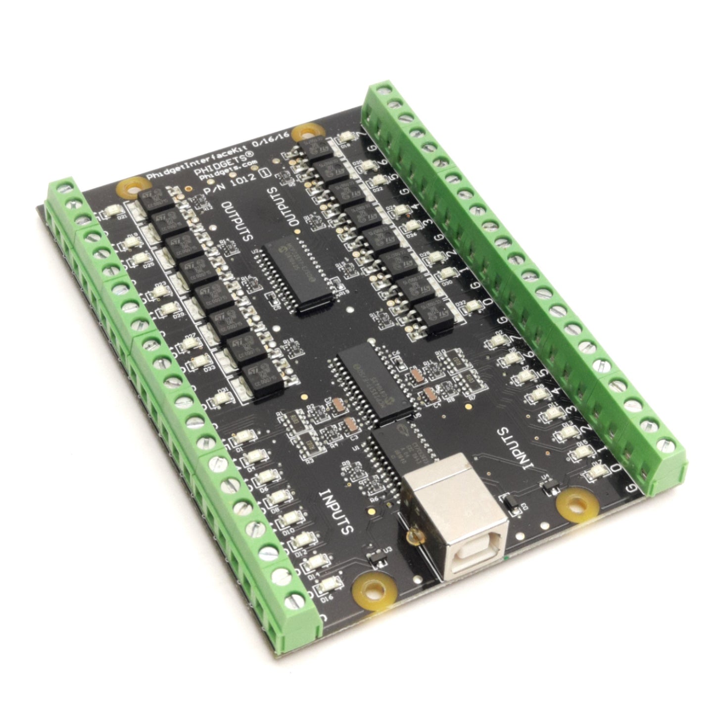 Used Phidgets 0/16/16 1012_1 Digital Interface Kit, 30VDC 2A Max, 15-Channels, USB-B