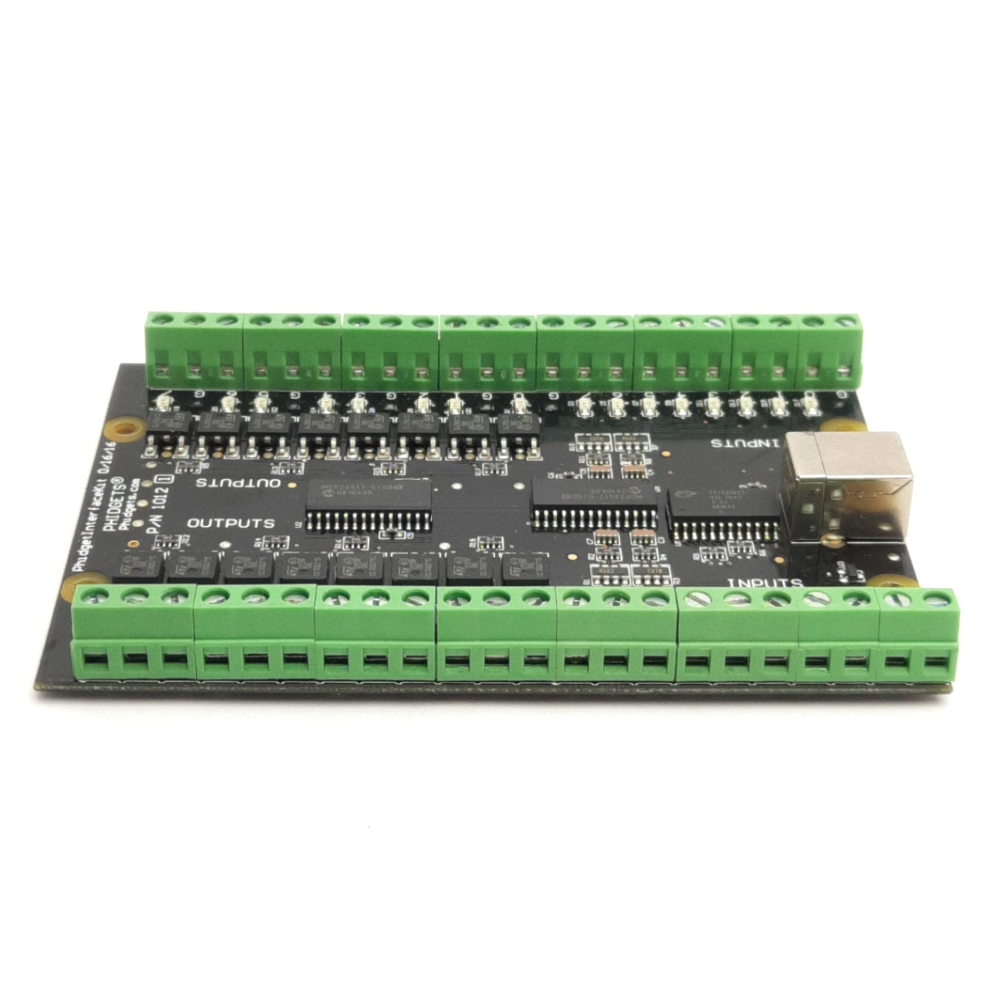 Used Phidgets 0/16/16 1012_1 Digital Interface Kit, 30VDC 2A Max, 15-Channels, USB-B