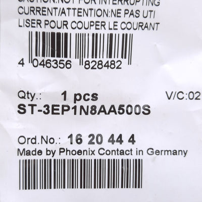New Phoenix Contact ST-3EP1N8AA500S 1620444 Connector, M17 4-Pin Female, Front Mount