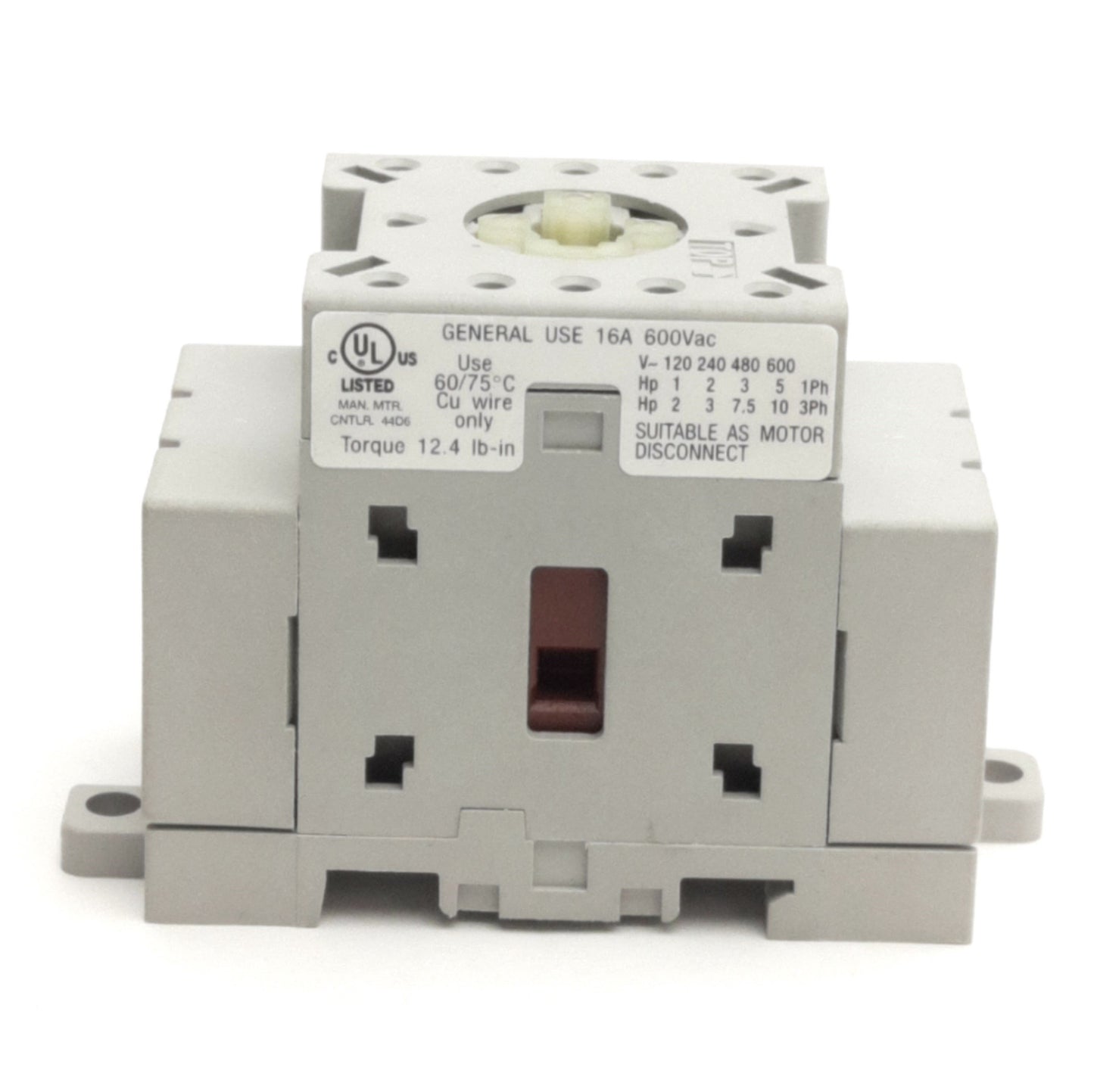 Used Sprecher+Schuh LE7-16-1753 Motor Disconnect Switch, 600VAC 16A, 3-Poles