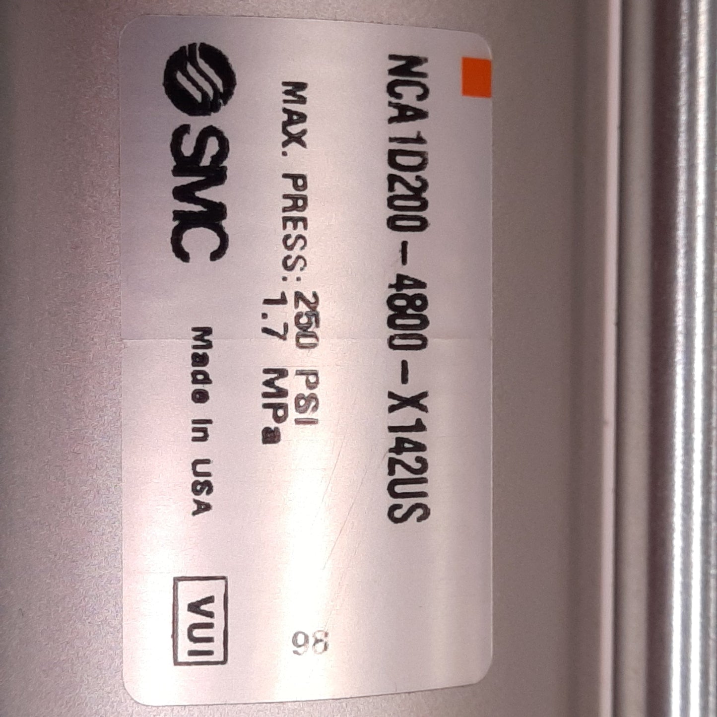 New SMC NCA1D200-4800-X142US Pneumatic Cylinder, ø2in Bore, 48in Stroke, 3/8in NPTF