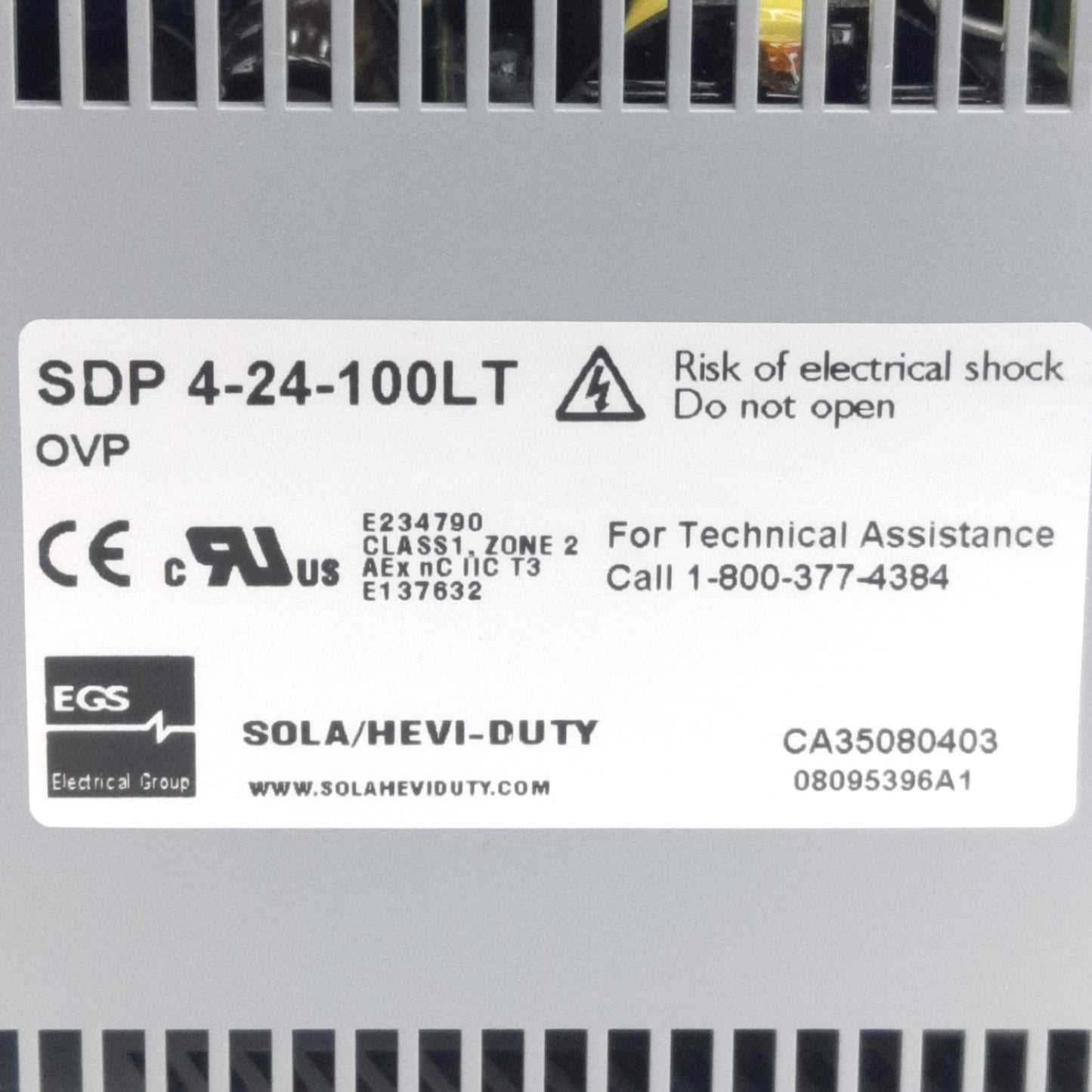 Used Sola HD SDP4-24-100LT AC/DC Power Supply, 115/230VAC Input, 24VDC 3.8A Output