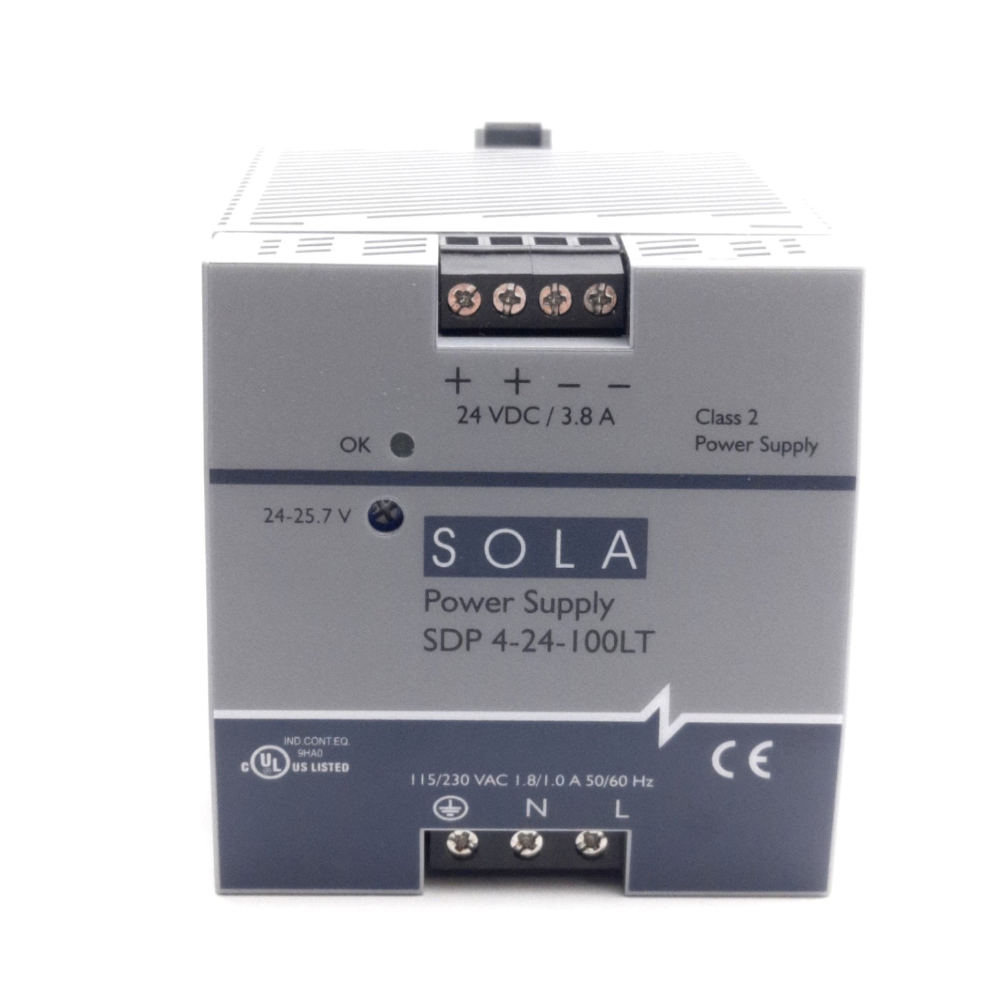 Used Sola HD SDP4-24-100LT AC/DC Power Supply, 115/230VAC Input, 24VDC 3.8A Output