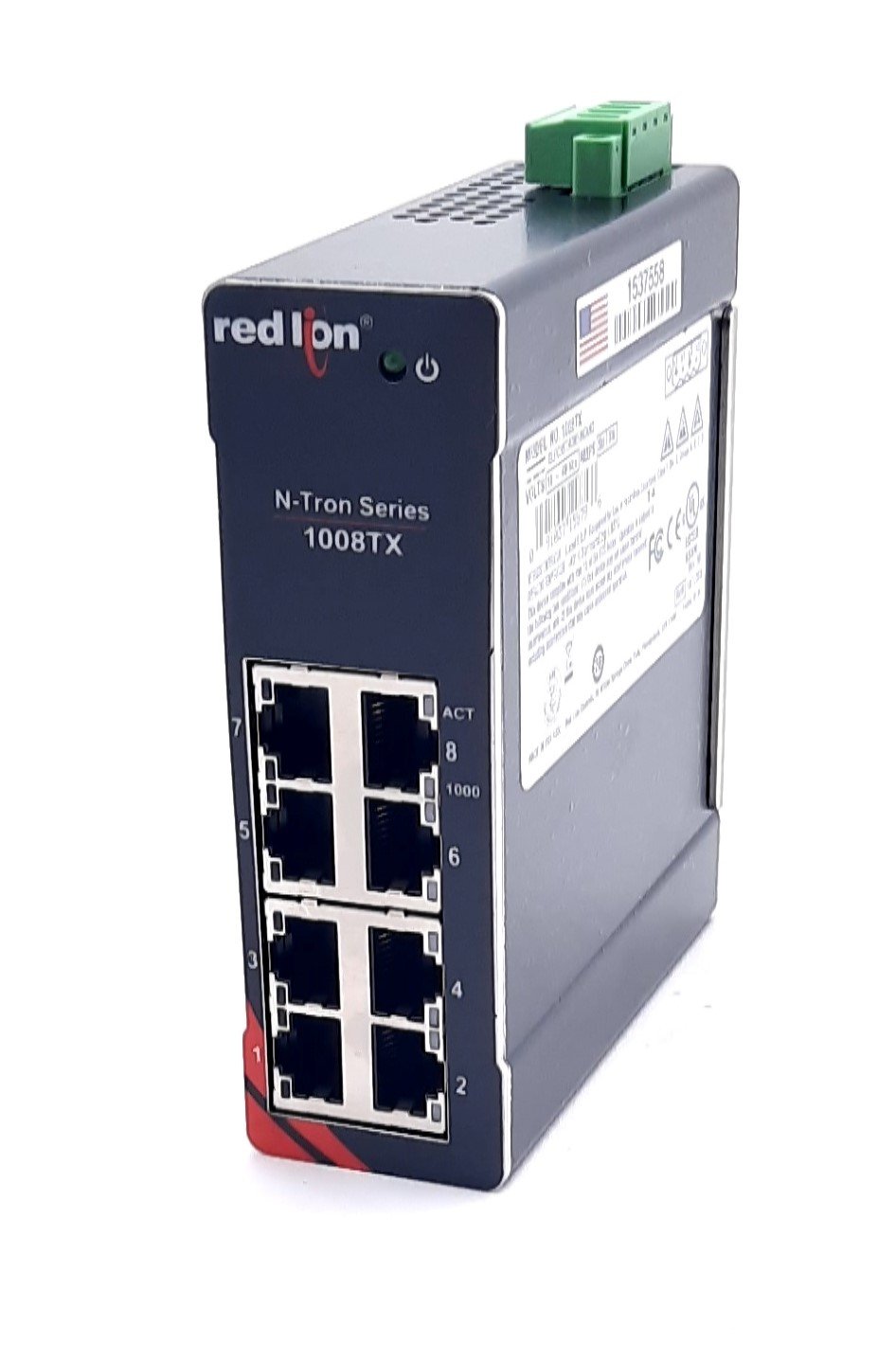 New Red Lion 1008TX Ethernet Switch 10-49VDC, 8 Ports RJ45, DIN Rail
