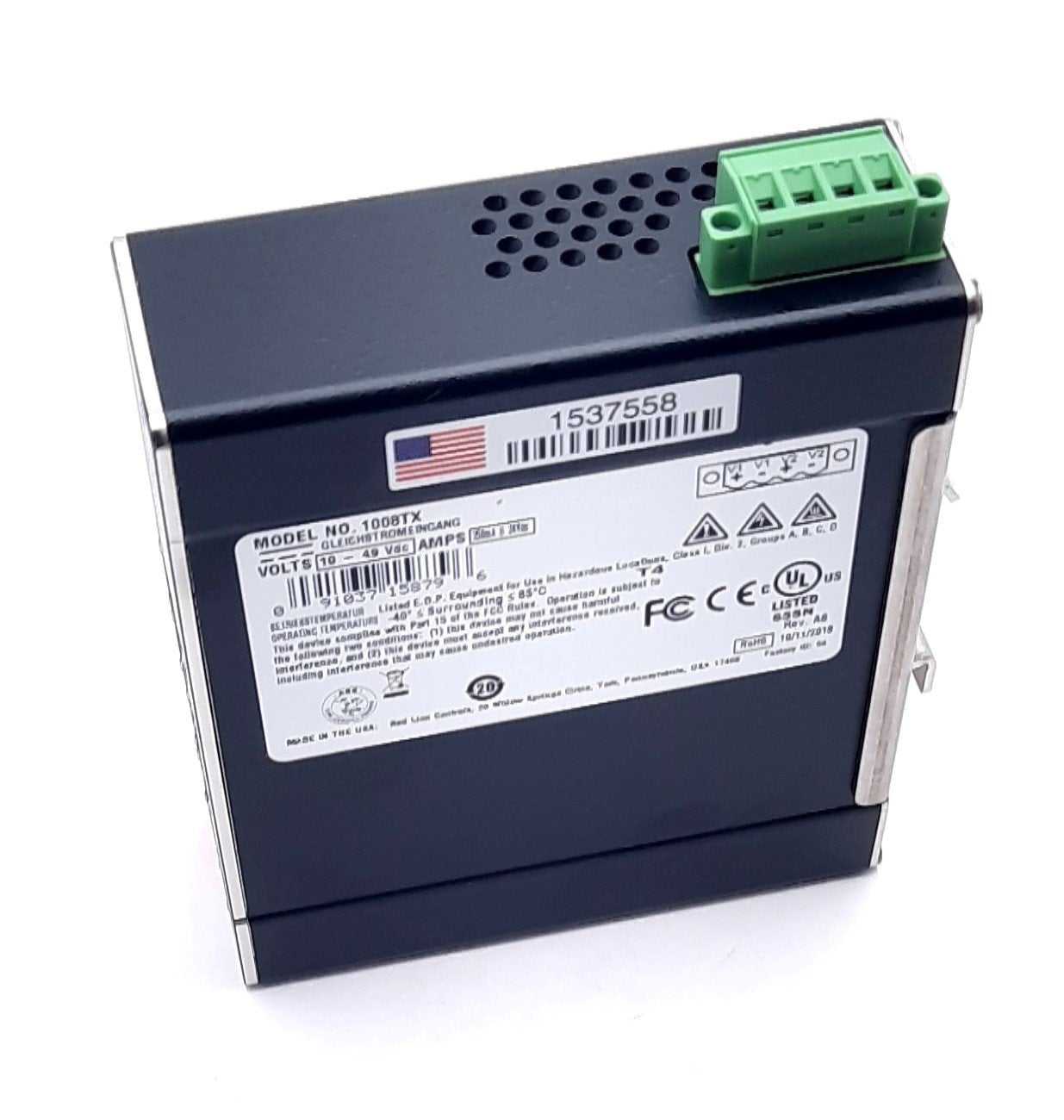 New Red Lion 1008TX Ethernet Switch 10-49VDC, 8 Ports RJ45, DIN Rail