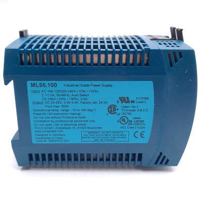 New – Open box Puls ML95.100 Power Supply, 100-120/220-240VAC In, 24-28VDC 3.95A Out, DIN Rail