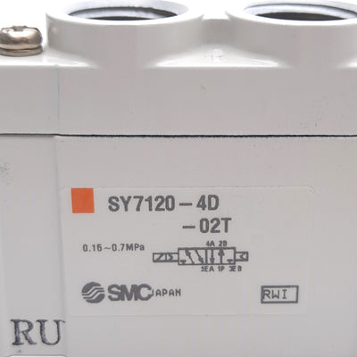 New – Open box SMC SY7120-4D-02T Solenoid Valve, 5-Port 2-Position, 1/4in NPTF, 0.15-0.7 MPa