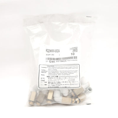 New Lot of 10 SMC KQ2W08-U02A Male Elbow One-touch Fitting ø8mm Tubing, UNI 1/4
