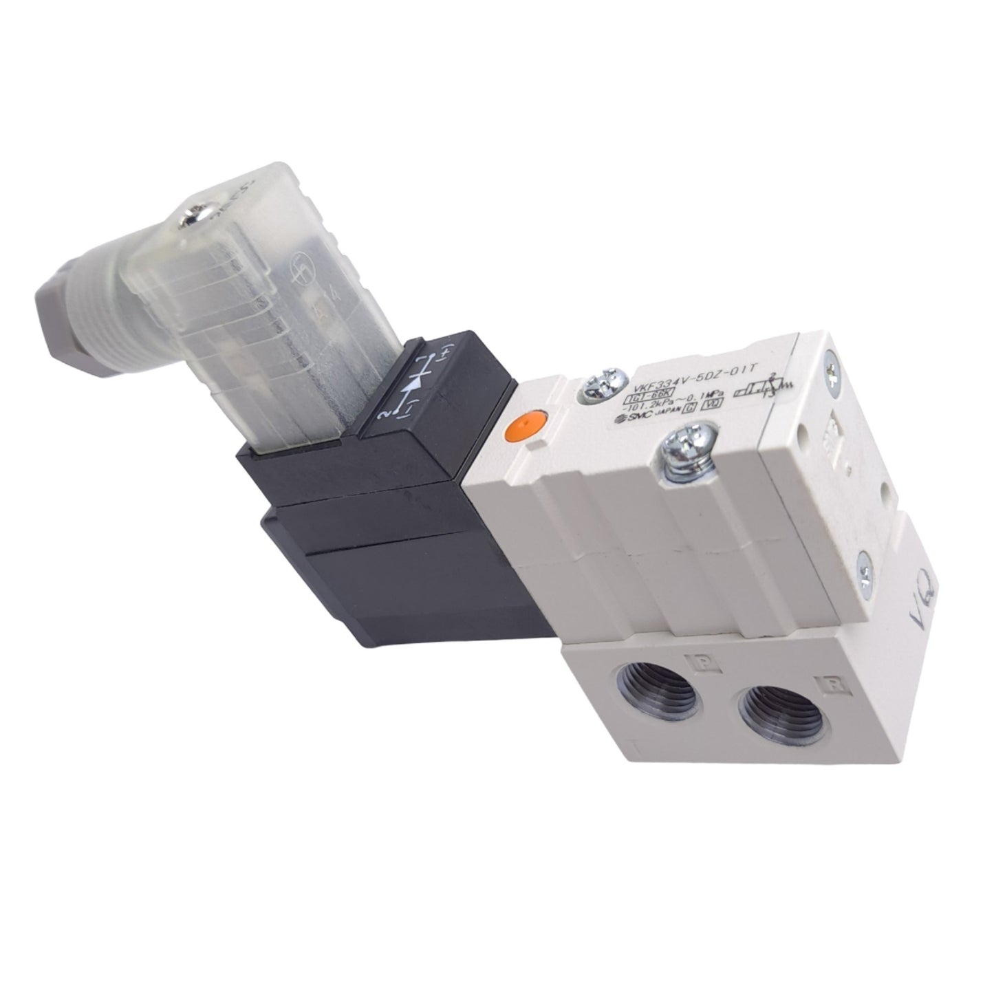 New – Open box SMC VKF334V-5DZ-01T Solenoid Valve, 3-Port, -101.2kPa to 0.1MPa, 1/8in NPTF